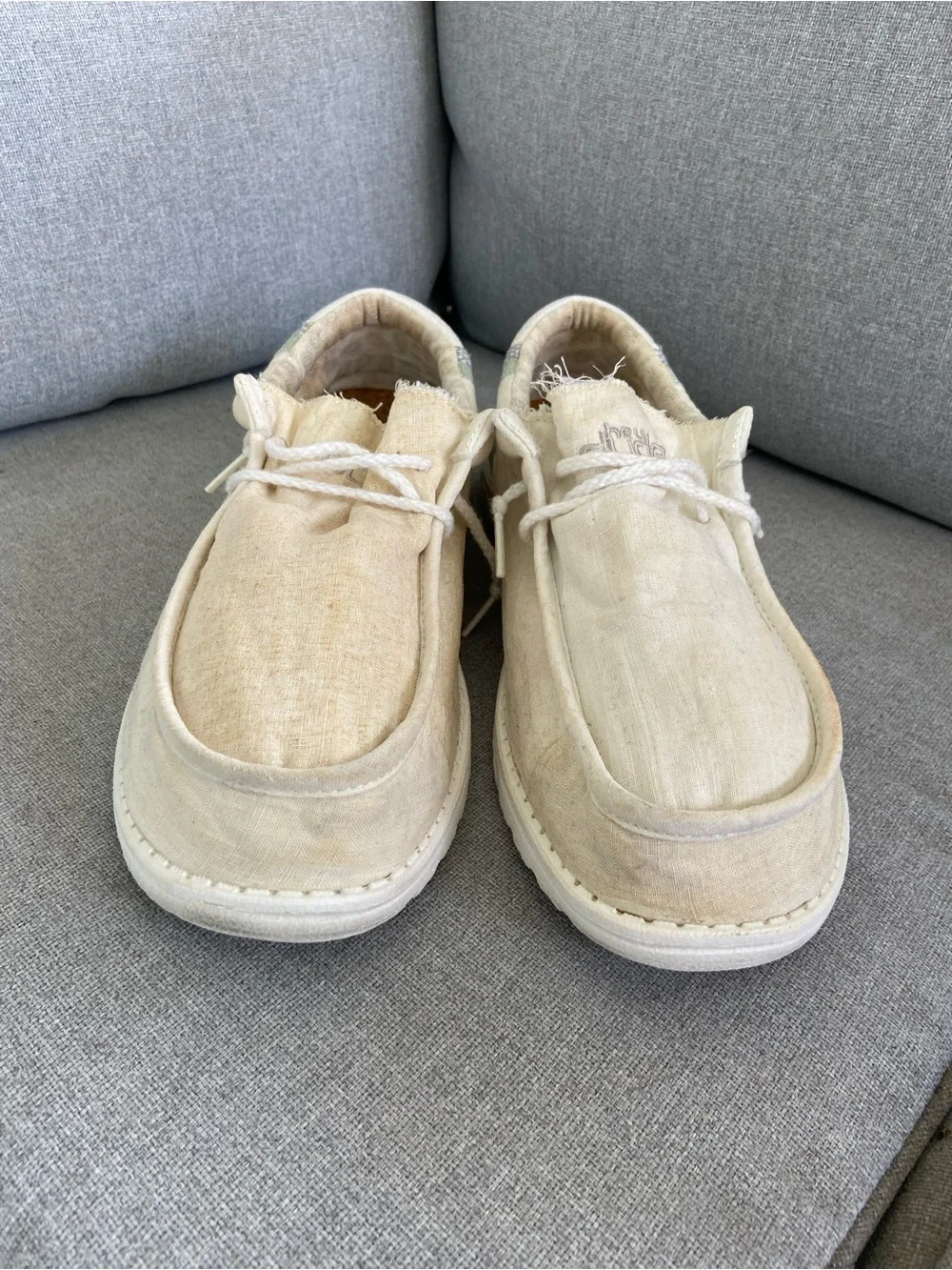 Hey Dude Wally Soled Cream Canvas Men's Shoe